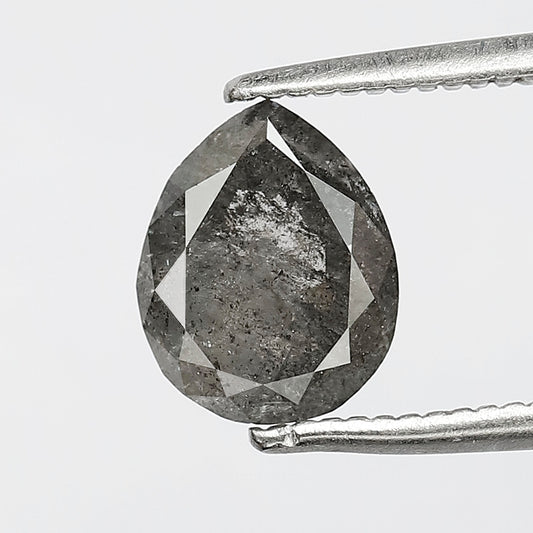 1.67 CT Natural Gray Black Pear Diamond, Salt and Pepper Loose Diamond, Ethical Earth Mined Conflict Free Diamond, Unique Engagement Stone