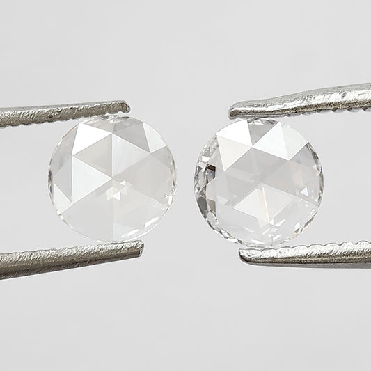 0.58 CT Round Rose Cut Loose Diamond Pair, Natural FG Color VS Clarity Earth Mined Earrings Diamonds