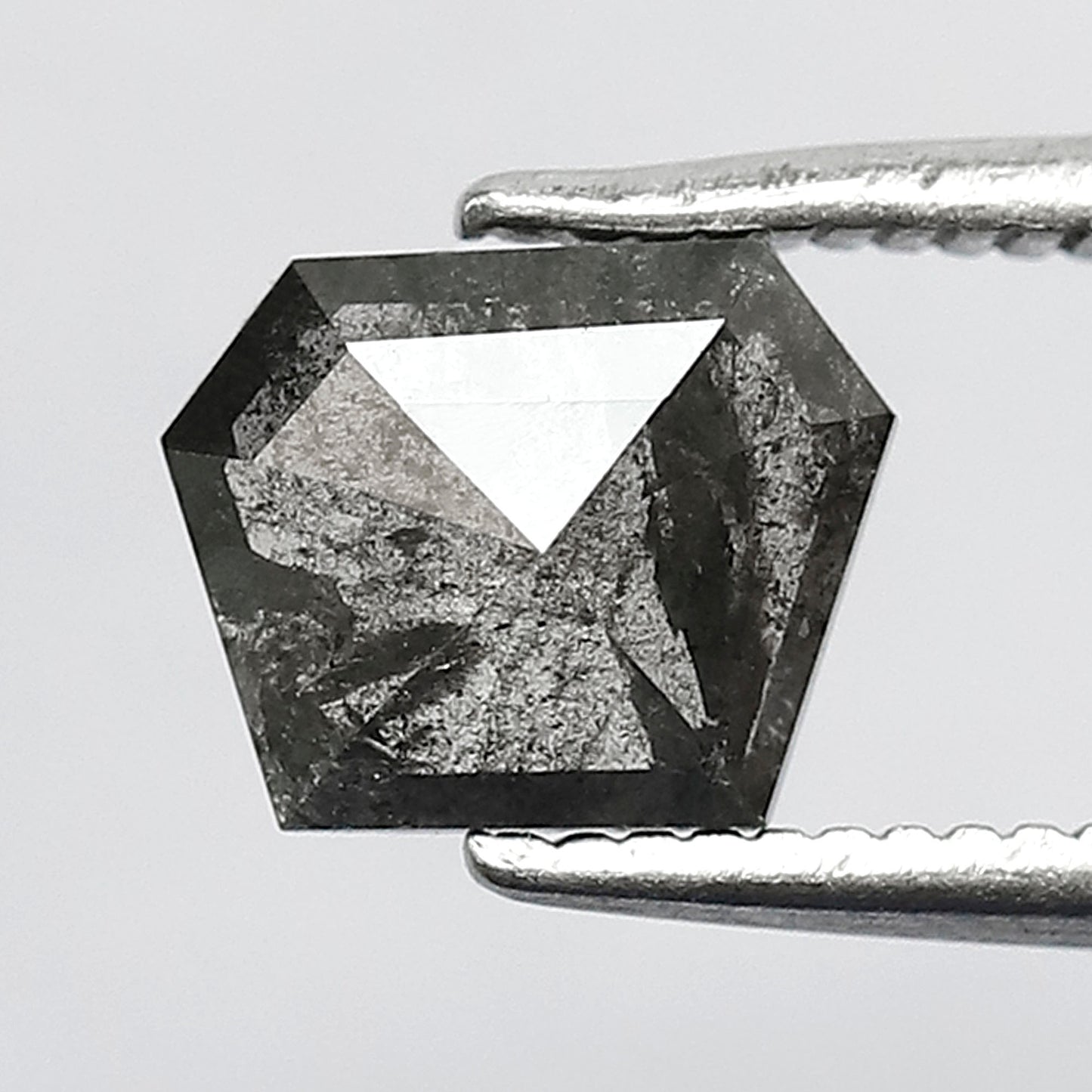 Natural Geometric cut 0.91 CT Loose Diamond, 5.80 x 7.30 mm Ethical Salt and Pepper Diamond