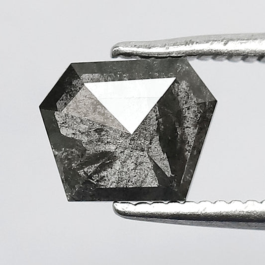 Natural Geometric cut 0.91 CT Loose Diamond, 5.80 x 7.30 mm Ethical Salt and Pepper Diamond