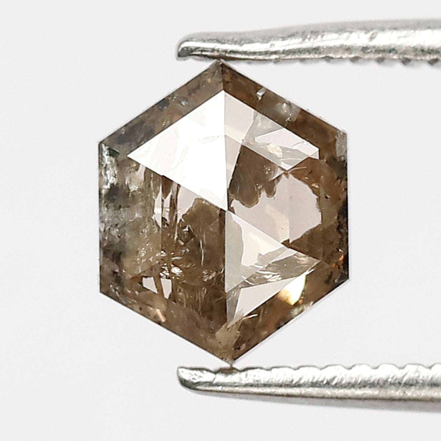 1.22 CT 7 mm Hexagon Diamond Loose Natural Brown Salt and Pepper Diamond For Pendant & Ring