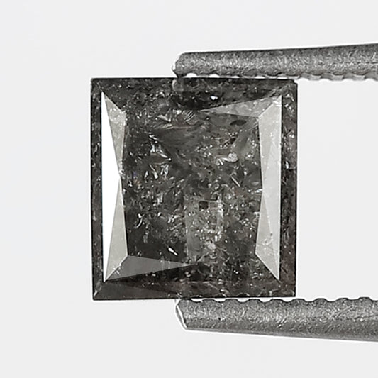 5 MM Natural Grey Black color Salt and Pepper Diamond 0.75 CT princess cut Loose Diamond For Ring