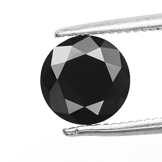 1.29 Ct Loose Black Diamond Round Brilliant Cut, 6.80 mm Natural Treated Diamond for Custom Ring Anniversary Gift