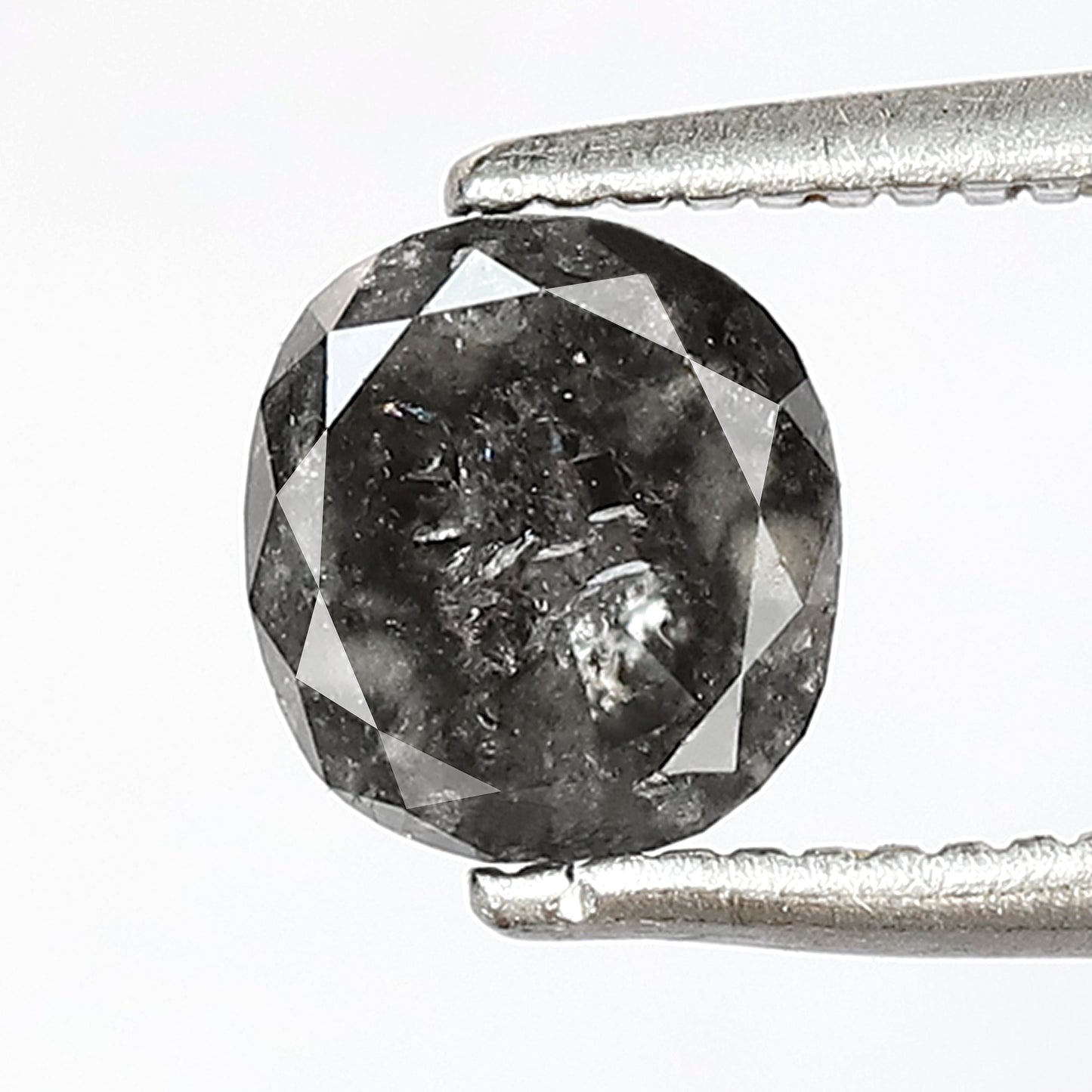 1.12 CT Oval shape salt and pepper diamond 6 MM gray-black color natural loose diamond for gifting ring