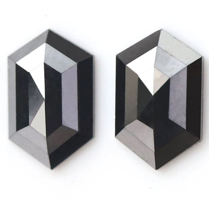 1.86 Ct Hexagon Diamond Pair, Natural Treated Loose Diamonds, 8.9 mm Matching Pair for Earrings Making