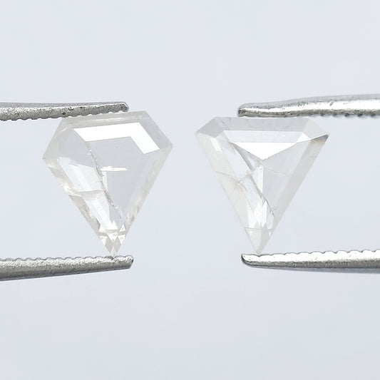 0.82 CT Translucent Geometric Cut Diamond Pair, 7.00 mm  Natural White Salt and Pepper Ethical Loose Diamonds