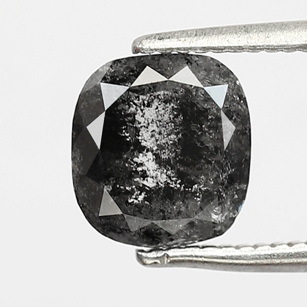 1.55 CT cushion Shape Salt and Pepper Diamond 7 MM Natural Grey Black color Loose Diamond
