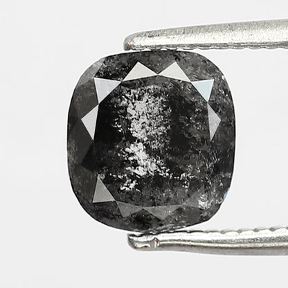 1.55 CT cushion Shape Salt and Pepper Diamond 7 MM Natural Grey Black color Loose Diamond