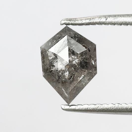 1.24 CT geometric Shape Salt and Pepper Diamond 7.90 MM black grey Color Loose Natural Diamond For Wedding Ring