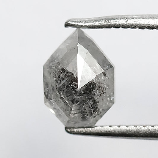 Unique 1.20 CT Modified Shield Cut Salt & Pepper Diamond, Natural Misty White Loose Diamond 7.30x5.40 mm for Ring Design
