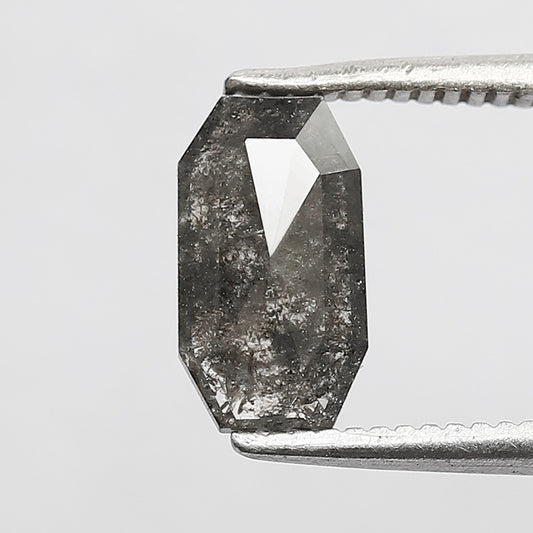 0.95 CT Geometric shape Salt and Pepper Diamond 8.50 MM  black grey Color Loose Natural Diamond For Wedding Ring