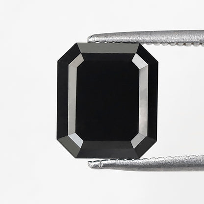 3.27 CT Natural Treated Black Diamond, Emerald Shape Loose Diamond for Engagement Jewelry
