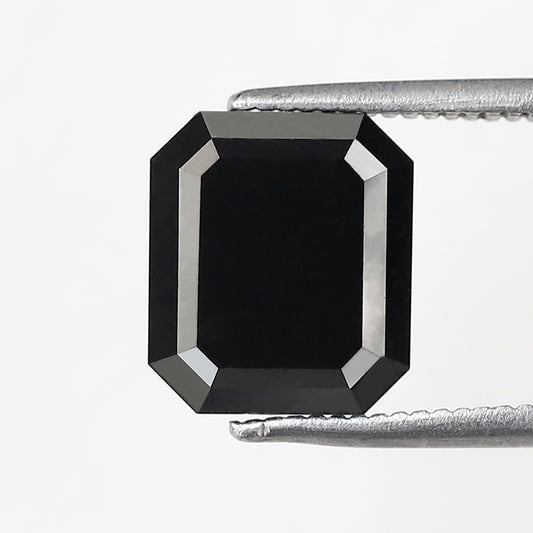 3.27 CT Natural Treated Black Diamond, Emerald Shape Loose Diamond for Engagement Jewelry