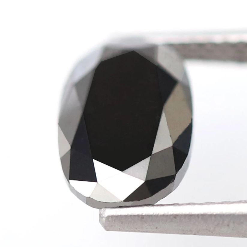 2.20 Ct Natural Treated Black Diamond, Oval Shape 10.7 mm Loose Diamond for Unique Engagement Ring
