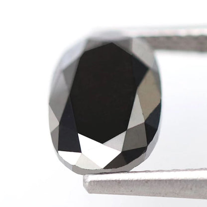 2.20 Ct Natural Treated Black Diamond, Oval Shape 10.7 mm Loose Diamond for Unique Engagement Ring