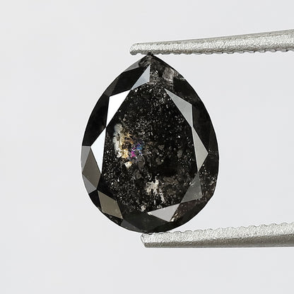 1.80 CT pear Shape Natural loose 8.40 MM salt and pepper Grey Black Color Diamond for making unique jewelry