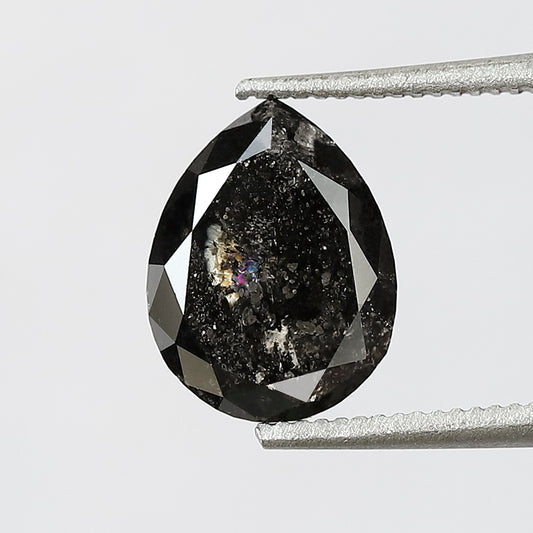 1.80 CT pear Shape Natural loose 8.40 MM salt and pepper Grey Black Color Diamond for making unique jewelry
