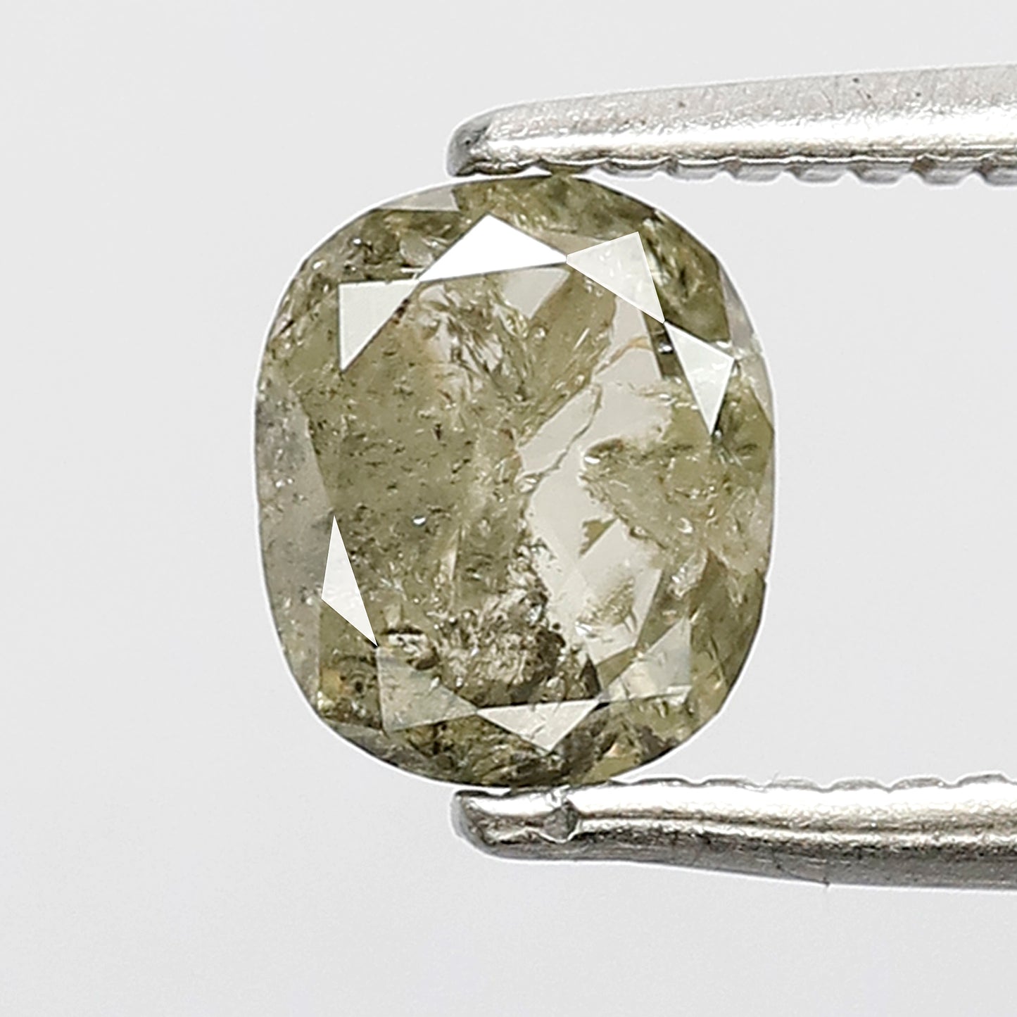 0.88 CT Oval Shape Salt and Pepper Diamond 6 MM Natural Loose translucent green Color Diamond for wedding ring
