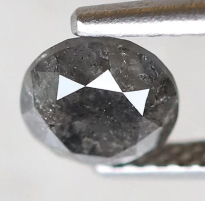 Round Brilliant Cut 0.83 Ct Salt and Pepper Diamond, Natural Gray Black Earth Mined Diamond, 5.7 mm Loose Stone for Jewelry