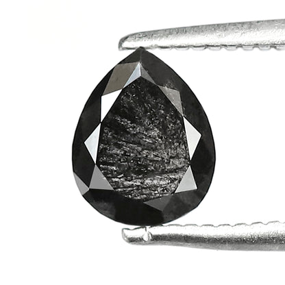 Pear Shape Salt and Pepper Diamond 0.98 Carat – Gray Black Ethical Loose Diamond for Unique Engagement Ring