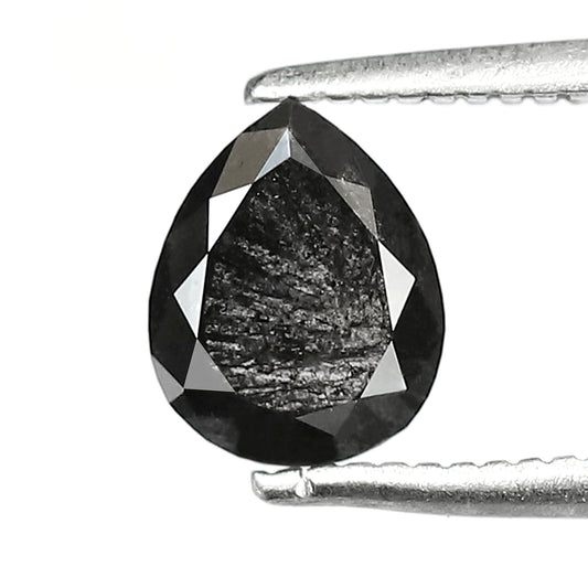 Pear Shape Salt and Pepper Diamond 0.98 Carat – Gray Black Ethical Loose Diamond for Unique Engagement Ring
