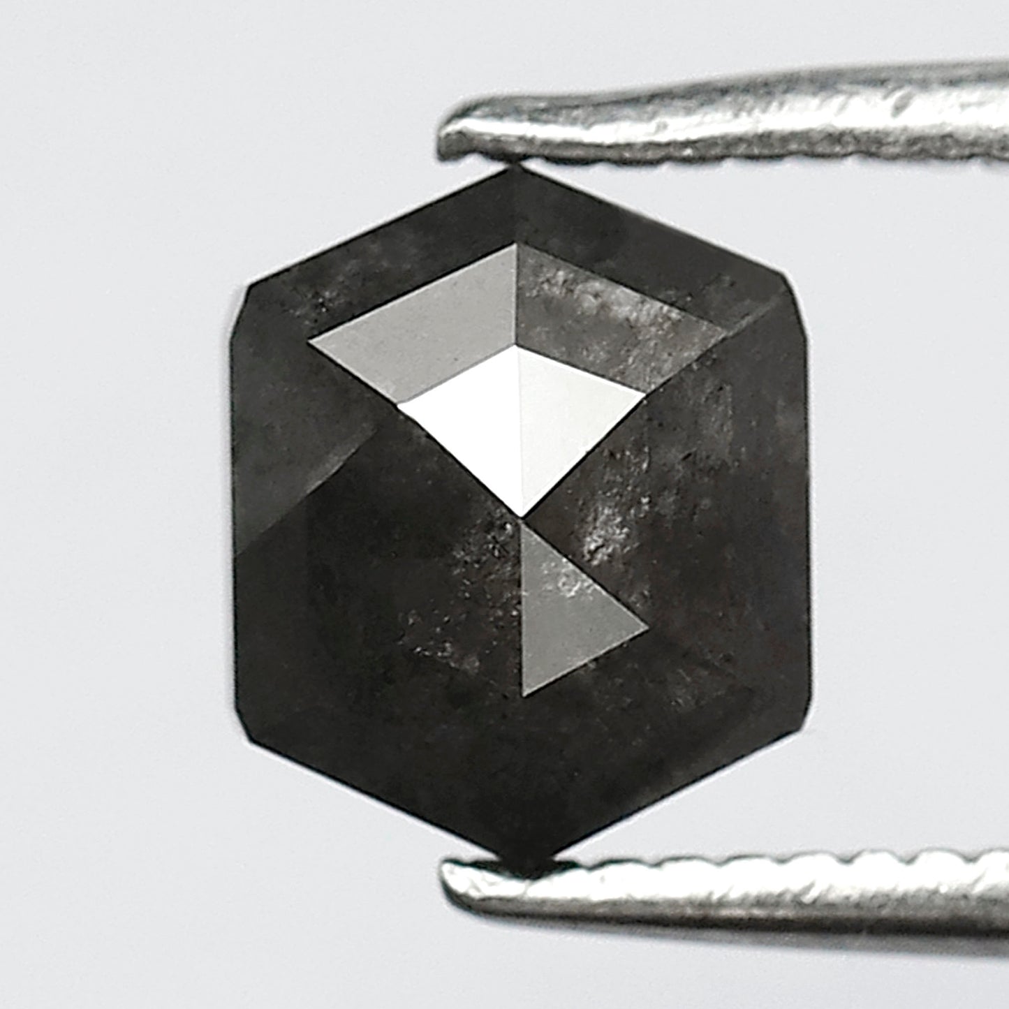 1.62 CT Hexagon Salt and Pepper Diamond, Natural Gray Black Loose Diamond, 7.00 MM Ethical Earth Mined Diamond for Pendant Jewelry