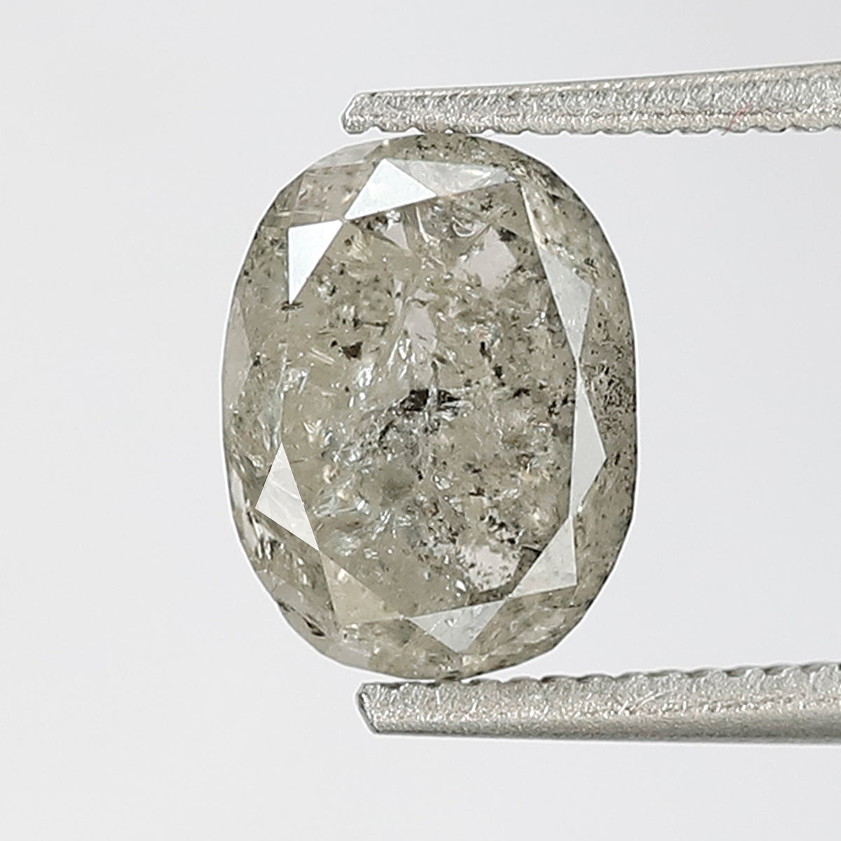 1.52 CT oval Shape Salt and Pepper Diamond 7 MM Loose Natural Icy White Grey Color Diamond