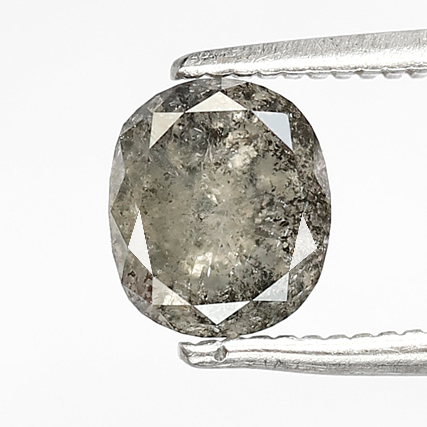 1.30 Ct oval Shape Salt and Pepper Diamond 6.50 MM Loose Natural Green Grey Color Diamond wedding ring