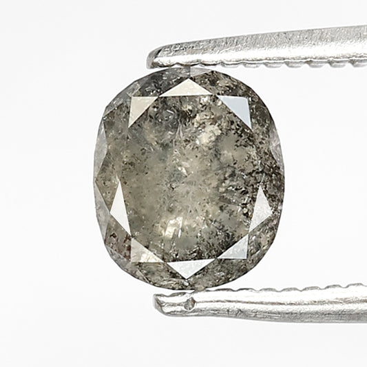 1.30 Ct oval Shape Salt and Pepper Diamond 6.50 MM Loose Natural Green Grey Color Diamond wedding ring