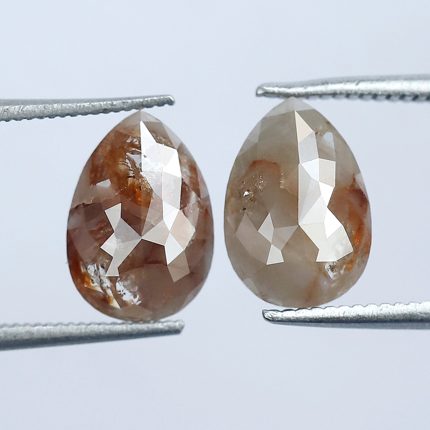 2.80 CT Pear Cut Rustic Diamond Pair for Earrings – Natural Reddish Gray Conflict Free Loose Diamonds