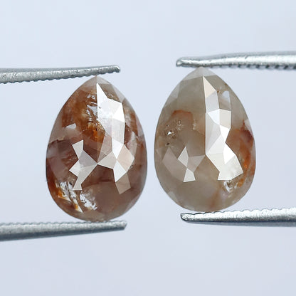 2.80 CT Pear Cut Rustic Diamond Pair for Earrings – Natural Reddish Gray Conflict Free Loose Diamonds