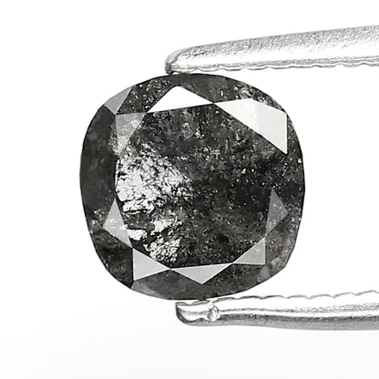 1.09 CT Ethical Salt and Pepper Diamond – Cushion Cut Natural Gray Black Diamond for Promise Ring