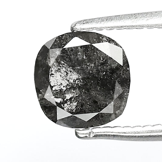 1.09 CT Ethical Salt and Pepper Diamond – Cushion Cut Natural Gray Black Diamond for Promise Ring
