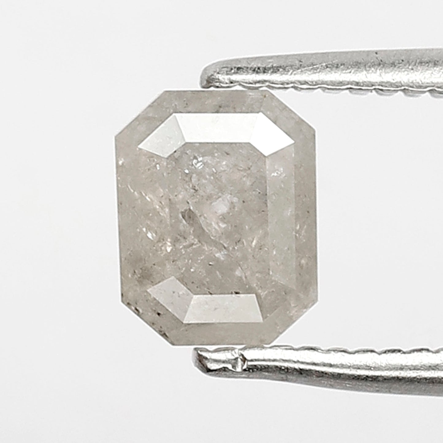 0.77 CT Loose Salt and Pepper Diamond, Emerald Cut Misty White Natural Diamond for Engagement Ring