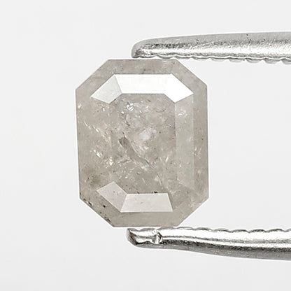0.77 CT Loose Salt and Pepper Diamond, Emerald Cut Misty White Natural Diamond for Engagement Ring