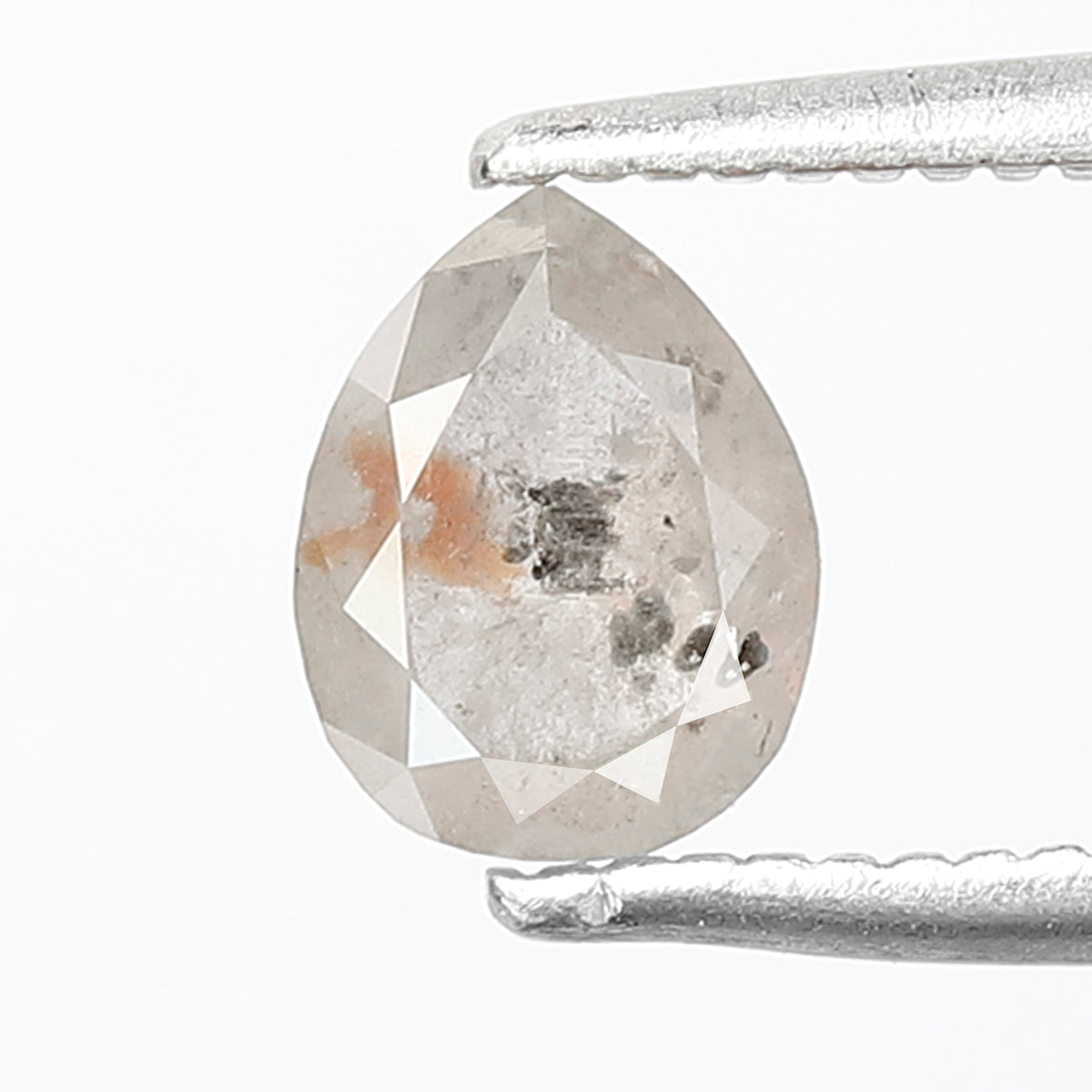 6 MM Natural Grey Brown color Salt and Pepper Diamond 0.79 CT Pear Loose Diamond For Make Diamond Ring
