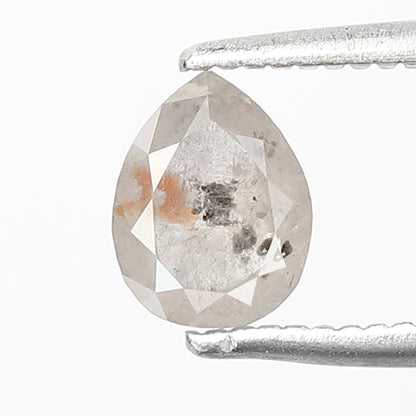 6 MM Natural Grey Brown color Salt and Pepper Diamond 0.79 CT Pear Loose Diamond For Make Diamond Ring