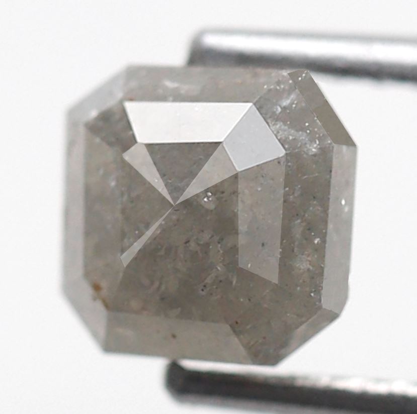 Asscher cut 1.14 CT Salt and Pepper Diamond, Natural 5.90 mm Ethical Loose Diamond for Custom Jewelry Design
