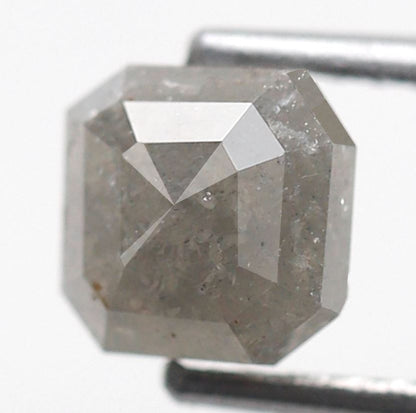 Asscher cut 1.14 CT Salt and Pepper Diamond, Natural 5.90 mm Ethical Loose Diamond for Custom Jewelry Design