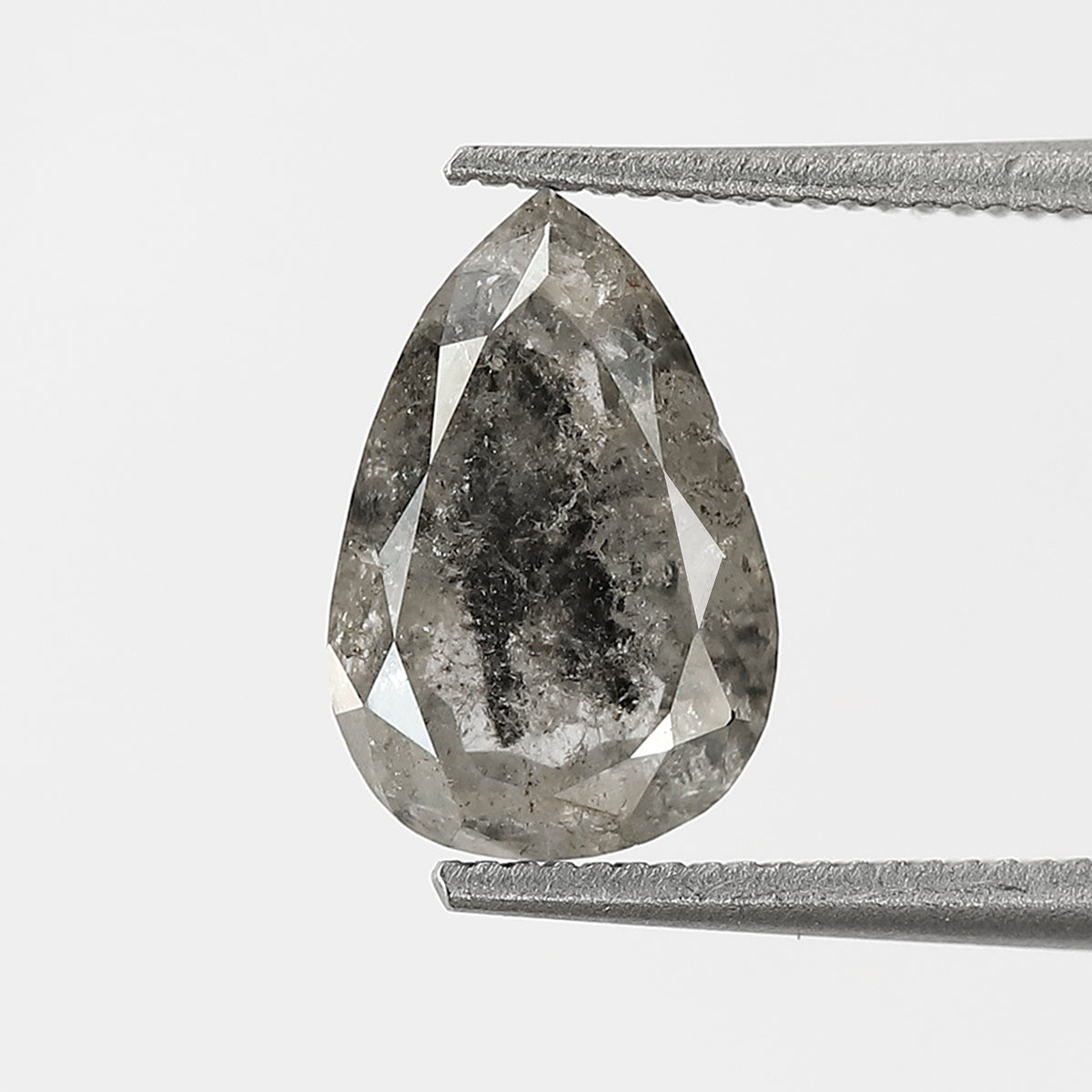 9 MM Natural Grey Black color Salt and Pepper Diamond 1.67 CT pear cut Loose Diamond For Ring