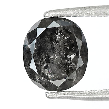 Ethical Salt and Pepper Diamond Oval Cut 1.96 CT – Gray Black Loose Diamond for Engagement Ring Setting
