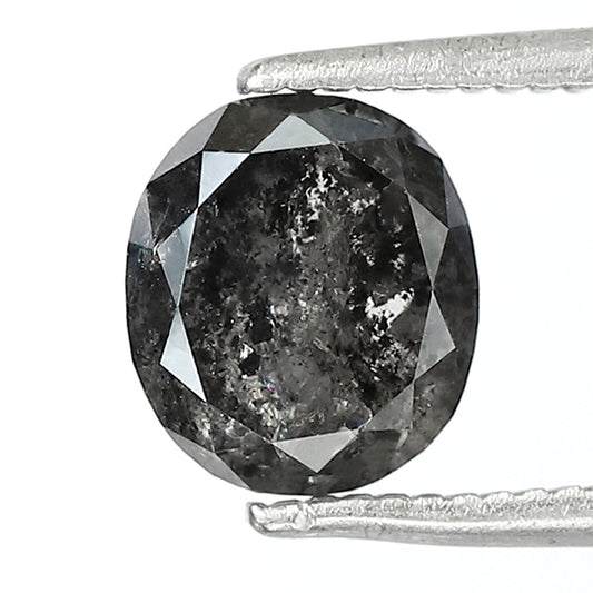 Ethical Salt and Pepper Diamond Oval Cut 1.96 CT – Gray Black Loose Diamond for Engagement Ring Setting