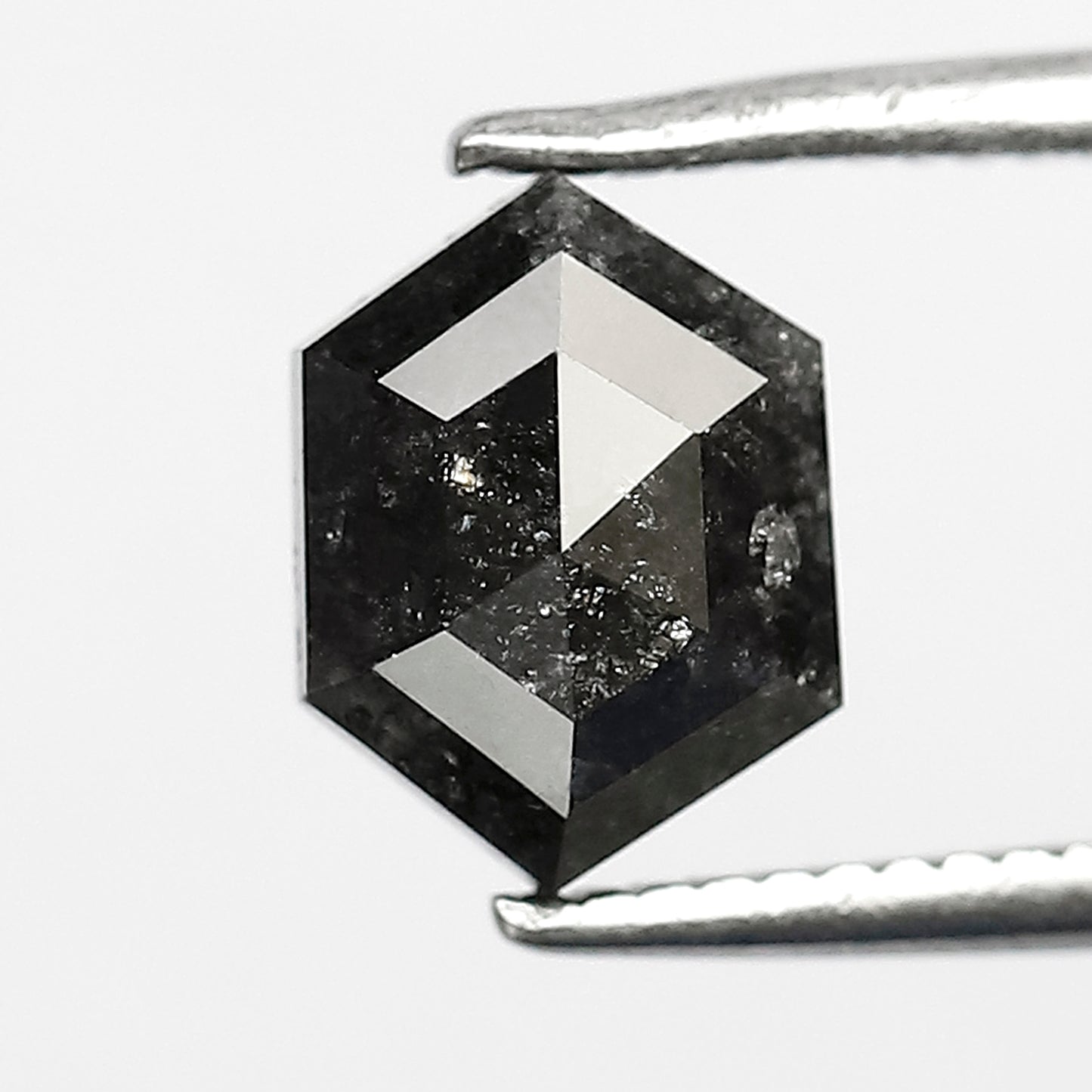 1.25 CT 7 mm Hexagon Shape Salt and Pepper Diamond Black Grey color  For Pendant