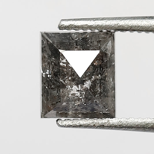 0.93 Ct Rectangle Shape Salt and Pepper Diamond 5.50 MM Loose Natural Grey Black Color Diamond for handmade jewelry
