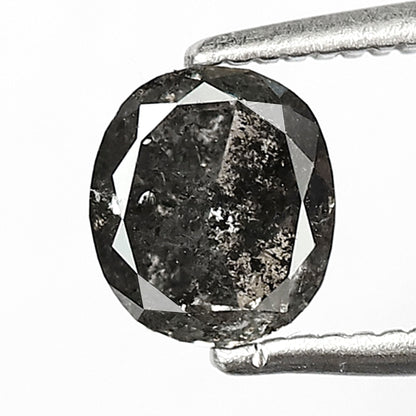 Natural Oval Shape 0.84 CT Loose Diamond, 6.00 x 5.40 mm Gray Black Salt and Pepper Diamond For Bridal Jewelry