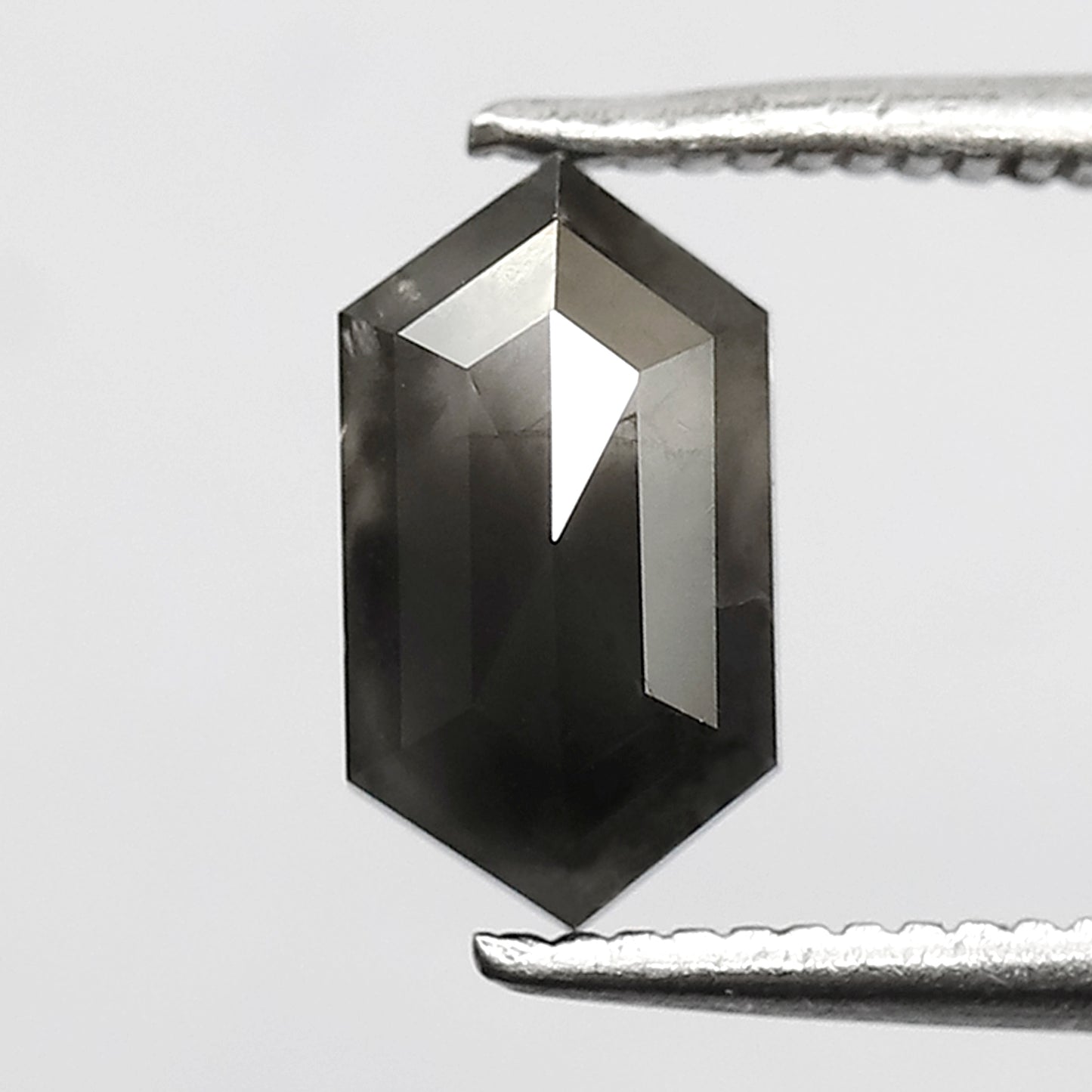 1.40 CT Elongated Hexagon shape salt and pepper diamond 8.70 MM gray-black color natural loose diamond for a birthday gift
