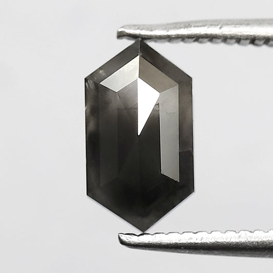 1.40 CT Elongated Hexagon shape salt and pepper diamond 8.70 MM gray-black color natural loose diamond for a birthday gift