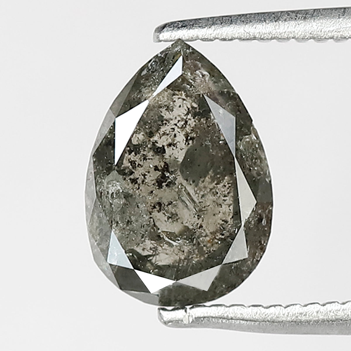 1.89 CT Pear Shape Salt and Pepper Diamond 9 MM Loose Natural Green Grey Black Color Diamond wedding ring