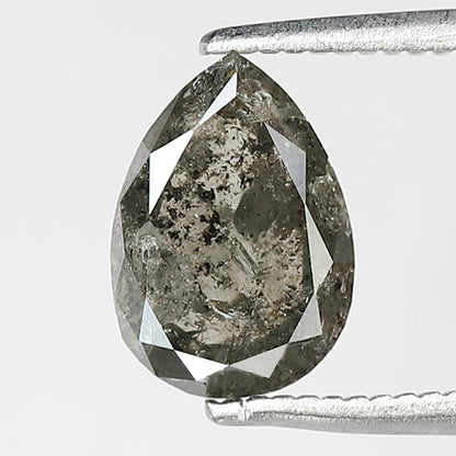 1.89 CT Pear Shape Salt and Pepper Diamond 9 MM Loose Natural Green Grey Black Color Diamond wedding ring