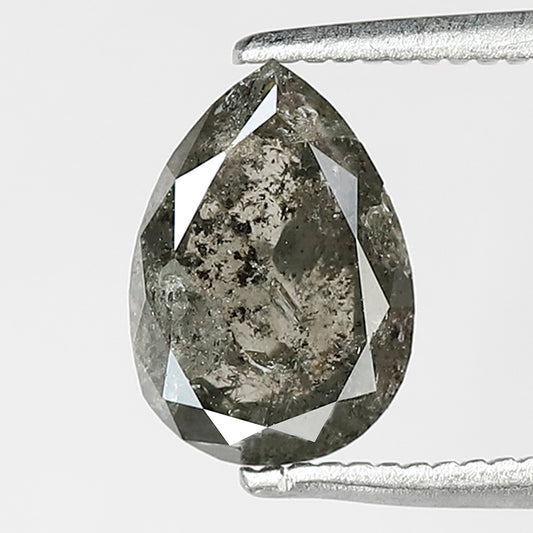 1.89 CT Pear Shape Salt and Pepper Diamond 9 MM Loose Natural Green Grey Black Color Diamond wedding ring